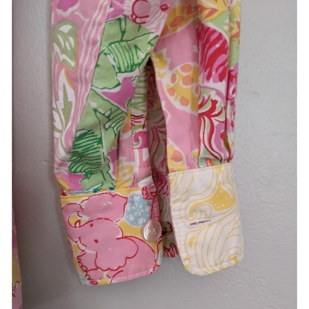 Key West Patchwork Cotton Button Down Top Size M - image 6